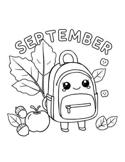 September Printable Coloring Page